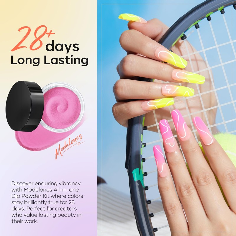 Modelones Dip Powder Nail Kit Starter, 20 Colors Summer Clear