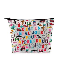 PYOUL French Teacher Gift C’est un Beau Jour Pour Apprendre Makeup Bag French Travel Cosmetic Bag French Souvenir Gift (Pour Apprendre Bag)