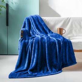 Exclusivo Mezcla Plush Fuzzy Large Fleece Throw Blanket ( 50" x 70", Cobalt Blue )- Soft, Warm and Lightweight