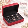 Red PU Leather Ring Jewelry Box – Velvet-Lined Multi-Ring Organizer