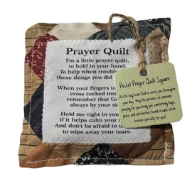 HOMUS Vintage Prayer Quilt Square with Cross Design, Handmade Mini Quilt, Random Color