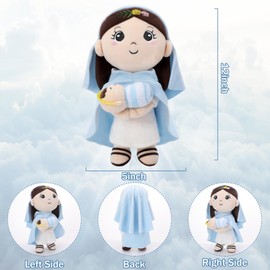 NIUBEHOHO Mary Kids' Plush Toy Pillow – Exquisite Virgin Mary Baby Jesus Doll Perfect for First Communion 12 Inch