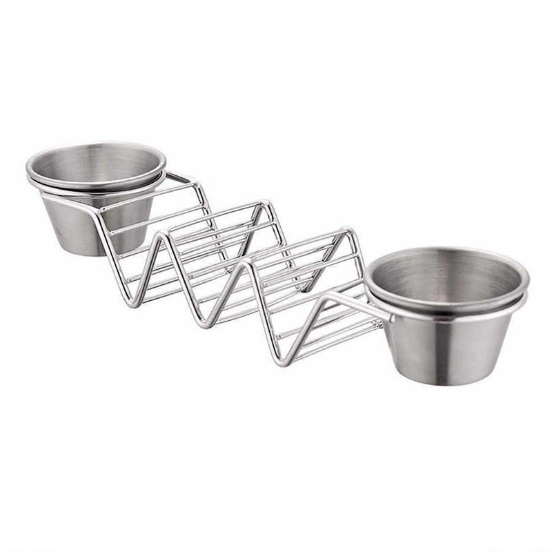 Taco Stand Stainless Steel 3 Grid V Shaped Glossy Taco
