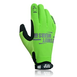 SWIFT WEAR Full Finger Winter Cycling Gloves, Breathable, Water Resistant, Windproof, Anti-Shock Gel Padded Palms, Touchscreen, Anti-Slip Thermal Warm, for Men and Women (Green, M)