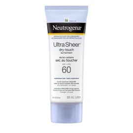 Neutrogena Ultra Sheer Dry-Touch Sunscreen SPF 60, Water & Sweat Resistant, non-comedogenic, won't clog pores, 88mL