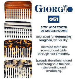 Giorgio G51 Small Travel Purse Hair Detangling Comb, Wide Teeth Pocket Comb for Thick Curly Wavy Hair. Hair Detangler Comb For Wet and Dry Everyday Ca