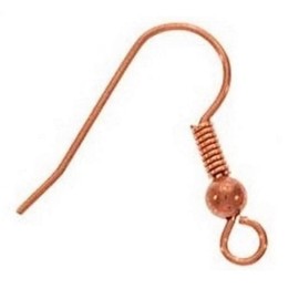 Genuine Copper 18 MM Ear Wire with 3MM Bead & COIL (pack of 50)