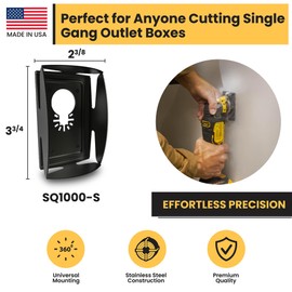 Qbit SQ1000-S Stainless Steel Cut Outs, Magnepull QBit Outlet Square Slot Cutter Box for Oscillating Power Multi-Tools to Cut-in Single Gang Wall Boxes Drywall Tools for Home Improvement