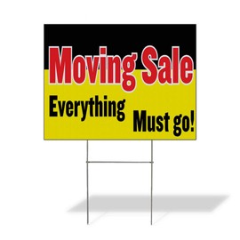 Weatherproof Yard Sign Moving Sale Everything Must Go Business Yellow Lawn Garden Ideas 24x18 Inches 2 Sides Print