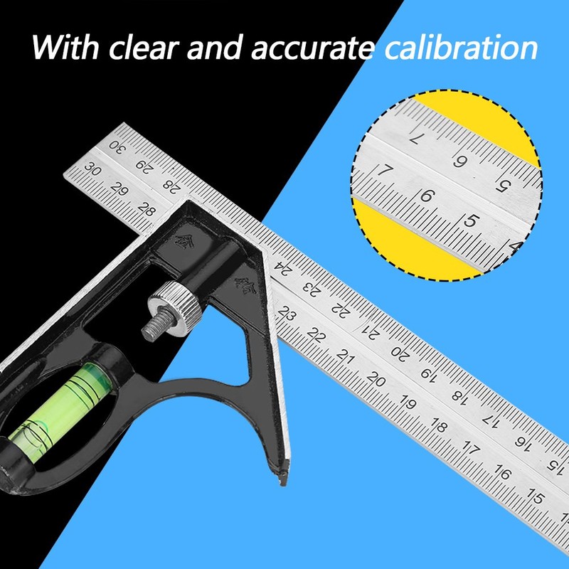 Combination Angle Ruler,300mm 12inch Stainless Steel+Zinc Alloy Adjustable Right Angle