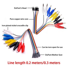 Double-end Alligator Clips Jump 20CM Wire Male Female Crocodile Clip Test Lead Jumper Cable Line Dupont Wire DIY Connection (Male + Male)
