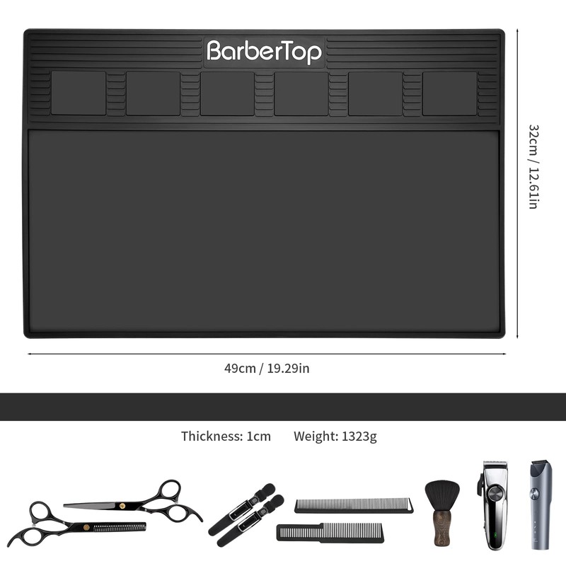 Magnetic Barber Mat with 6 Magnets - 19.3"x12.6" Non-Slip Tool
