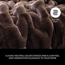 Mon Chateau Premium Reversible Luxury Faux Fur Throw for Couch, Sofa, or Bed - Plush Cozy Soft Blanket for Sleeping or Home Décor, 60" x 70" (Brown)