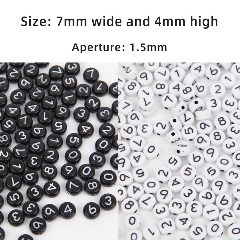 100 Pcs 4x7mm Acrylic Number Beads for Jewelry Making, DIY