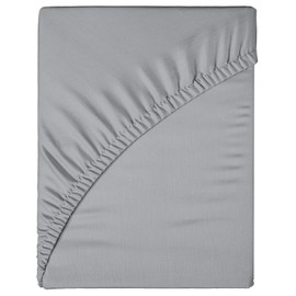 Funky Gadgets Double Fitted Sheet Grey 12 Inch (30cm) Deep Fitted Sheets 90 GSM Soft Brushed Microfiber Fitted Sheets Easy Care Bottom Sheet(137 X 190cm)