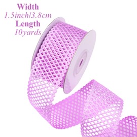 Decorative Lattice Ribbon for Wreath - 1.5 Inch Wide Scalloped Edge Diamond Pattern Craft Lace Ribbon for Gift Wrapping, Wedding/Big Bow/Tree/Holiday/Outdoor Decor, DIY Projects (10 Yards Purple)