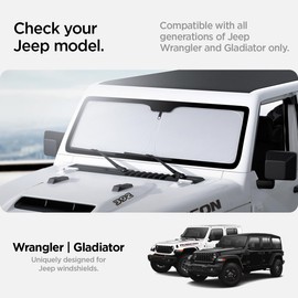 Spigen Triple-Coated CryoShade Front Windshield Sunshade (Reinforced Velcro Strap) Designed for Jeep Wrangler & Gladiator