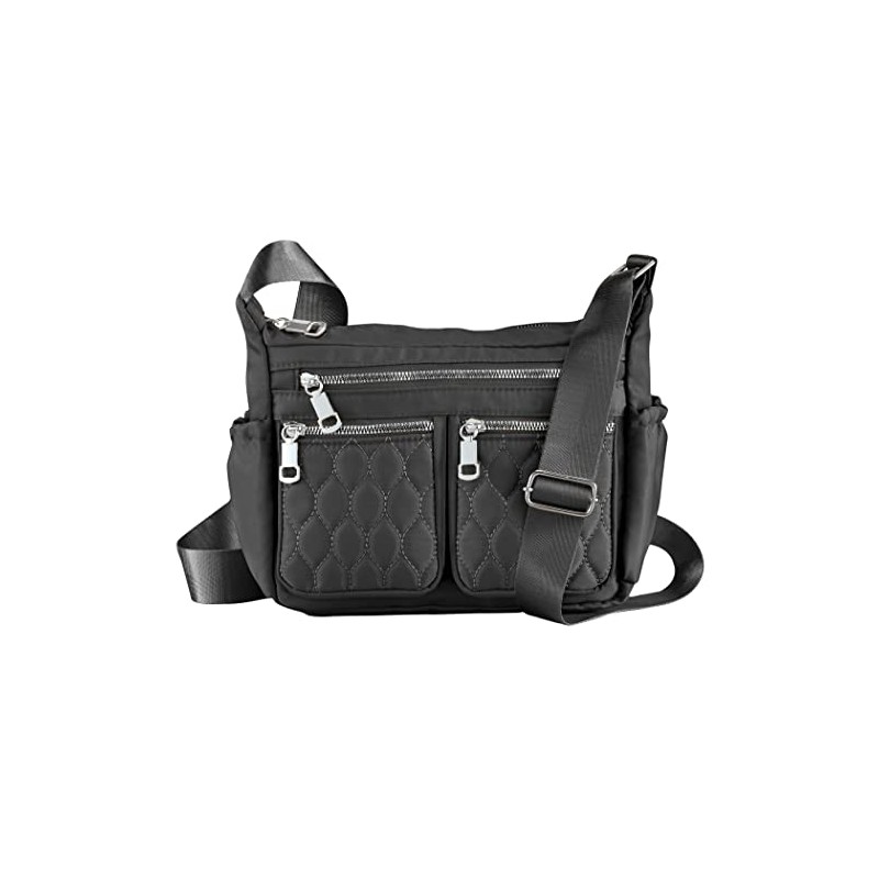 Collections Etc Adjustable Multi Zip Pockets Cross-Body Handbag