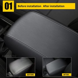 AOMSAZTO Console Covers for 2017 2018 2019 Mazda Mazda3 Armrest Covers for Mazda Mazda3 Black with Black Stiches