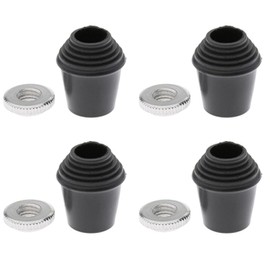 Black Drum Rack Pads Drum Stand Leg Cap Bass Drum Rubber Feet Musical Instrument Accessories for Single Braced Drum(4 Feet + 4 Nuts)