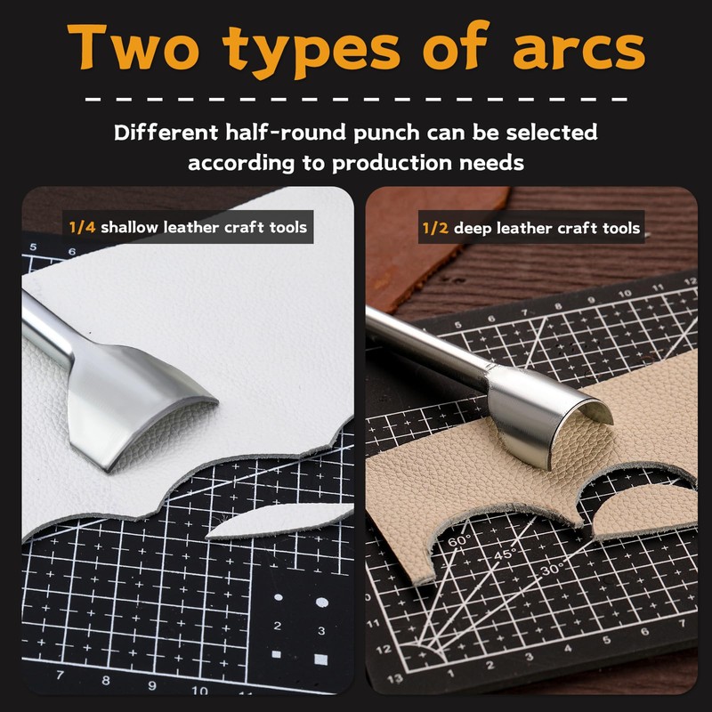 Yizzvb 14 Sizes Leather Corner Punch, Half-Round Punch Set, Leather