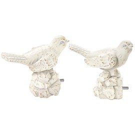 KVEEO 1 or 7/8 Inch Bird-Shaped Decorative Finials for Curtain Rods White Curtain Rod Ends Metal Curtain Rod Finials Ends Easy to Install Set of 2 Rod End