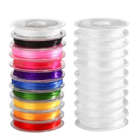 BangBoom 20 Rolls Colorful Bracelet String Kit, 0.8 mm Nylon Elastic Cord, Stretchy Beading Thread for Making Beads Jewelry Necklace Crafts Clay DIY Lanyard Crystal (656 Ft, 10 Colors) (B)