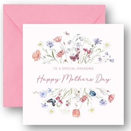 Grandma Mothers Day Card - Nan Nana Mothers Day Card - Granny Gran - Cute Great Happy Traditional Floral Cards - 14cm