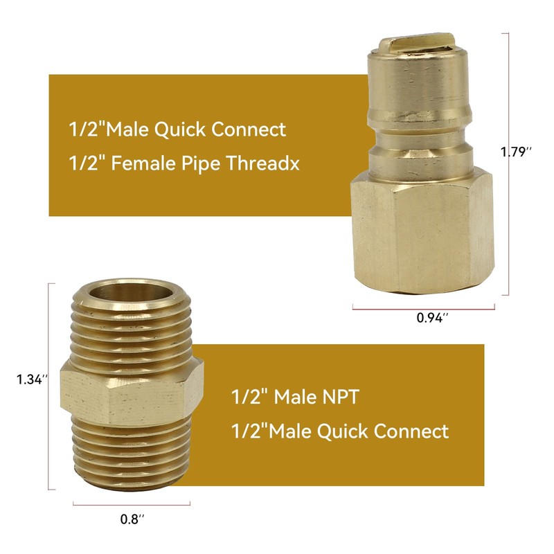 1/2" QDD LP Natural Gas Quick Connect Fittings Kit, Natural