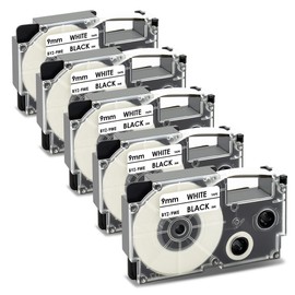 UniPlus 5x Compatible with Casio XR-9WE XR-9WE1 9 mm x 8 m Label Tape Compatible with Casio KL-60 KL-100 KL-120 KL-200 KL-300 KL-750 KL-780 KL-820 KL-2000 KL-7200 KL-8100 CWW L3 00 Black on White