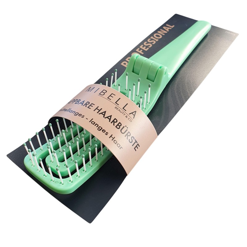 Mibella Professional Klappbare Haarbürste, für mittellanges bis langes Haar, Mintgrün,