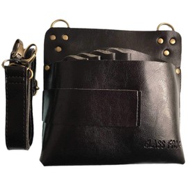 GLASS FROG Scissor Case, 7 Scissors, Square Type, PU Leather, Storage Capacity and Lightweight (Black)