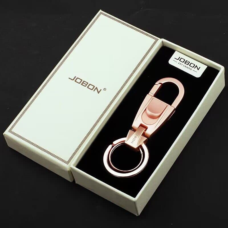 AIXUAN Zinc Alloy and Black Leather Keychain, 2 Keys Rings,Comes