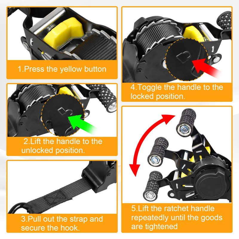 SuLokiy Truck Bed Mounted Ratchet Straps Self Retractable Compatible with