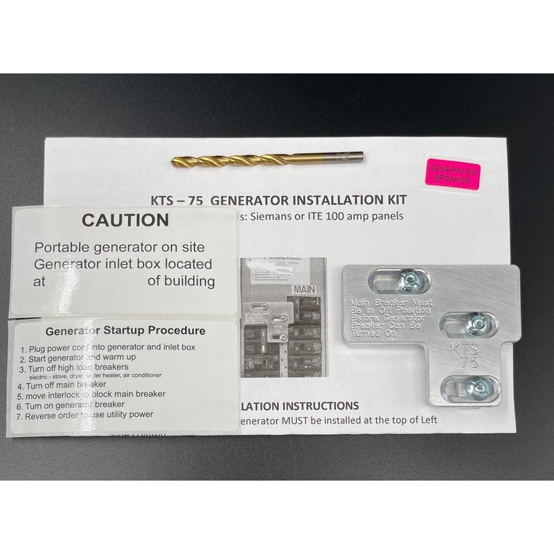 Generator Interlock Kit for Siemens Panels – WR-75, 100 Amp,