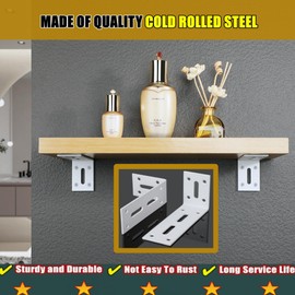Alise Floating Shelf Brackets,White Bracket for Shelves Heavy Duty L Wall Bracket Corner Brace,Joint Angle Bracket for Wooden Board Hanging Support,180x60mm(Pack of 4)