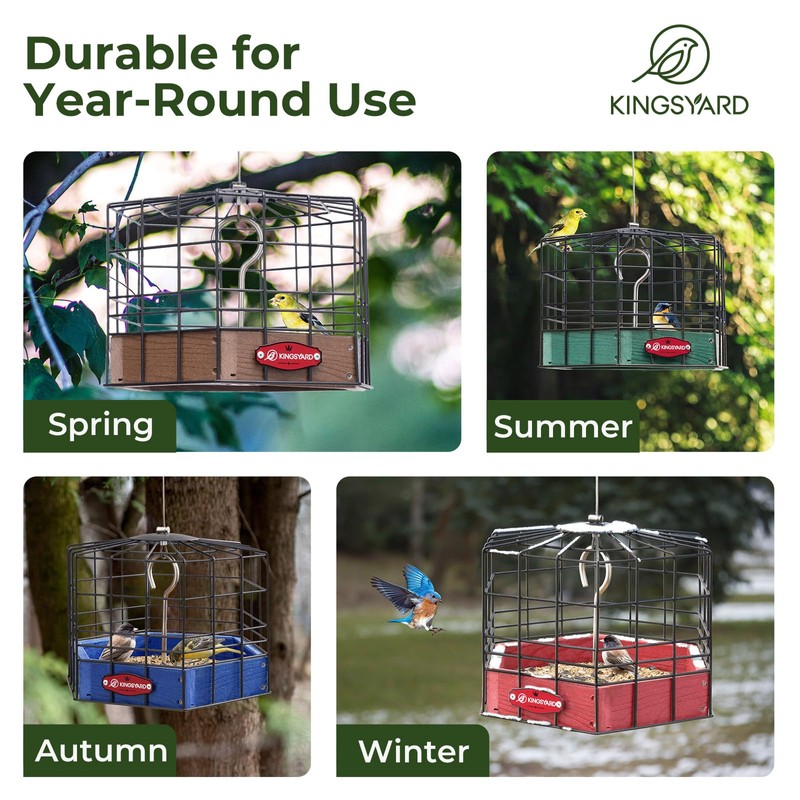 Kingsyard Squirrel Proof Platform Bird Feeders for Outdoor Hanging, Caged