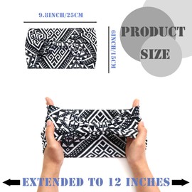 FULZTEY African Headbands Wide Hair Bands Boho Print Headwraps Elastic Workout Sports Hairband Bandanas Soft Knotted Turban Fashion Cloth Hair Accessories for Women Girls 4Pcs