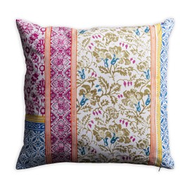 Maison d' Hermine Decorative Cushion Cover 100% Cotton Throw Toile Washable Pillow Cover with Invisible Zipper, for Sofa, Couch, Bedroom, Home, Katmandou - Jammu - Spring/Summer (18"x18")