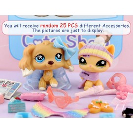 Diylpshome Accessories for lps Pets, (Random 25 pc) Hat Scarf Jacket Dress Bow Skirt Clothes Collar Foof and Drink Toy Accessories fit lps Cats and Dogs Fox Dragon Rabbit Pet Figure