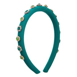 Green Jewelled Headbands for Women's Hair - Sparkly Crystal Headband Glitter Jeweled Beaded Hairbands 27024