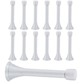 KISEER 12 Pack Spring Door Stops 3 1/4 Inch Flexible Heavy Duty Spring Door Stopper with RustProof Screw Rubber Bumper Tips (White)
