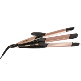 STILY 3 in 1 Ceramic Plate: Smooth, Frisé and Wavy, Rose Gold and Black, Fast Heating - On/Off Button - Lockable Handle - Automatic Shut-Off