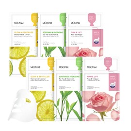 GUOYAOLIFU Face Masks Skincare, 2-Step Face Mask Pack of 6 (Vita, Tea Tree, Rose), Skincare Facial Sheet Mask Combo for Moisturizing, Soothing, Glowing and Firming - All Skin Types