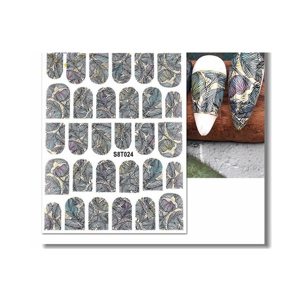 Gilding Fall Leaves Nail Sticker Maple Marble Feather Nail Decals