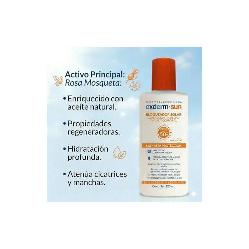 Exderm Sun Fotoprotector Solar Fluido FPS 50+ 125ml - Bloqueador