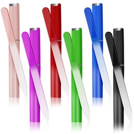NICEMOVIC 6 Pack Glass Nail File with Case,Unique Christmas Gifts Stocking Stuffers for Women Adults,Crystal Fingernail Files Set 6 Colors(Classic Color)