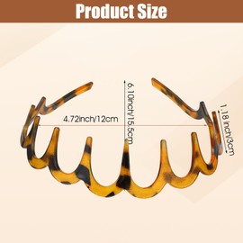 Heclia Zig Zag Headbands for Women Men, Non Slip Plastic Hair Bands with Teeth for Thick Hairs, Wavy Comb Hair Hoop Accessories, squiggly headband, 6Pcs Black and Khaki