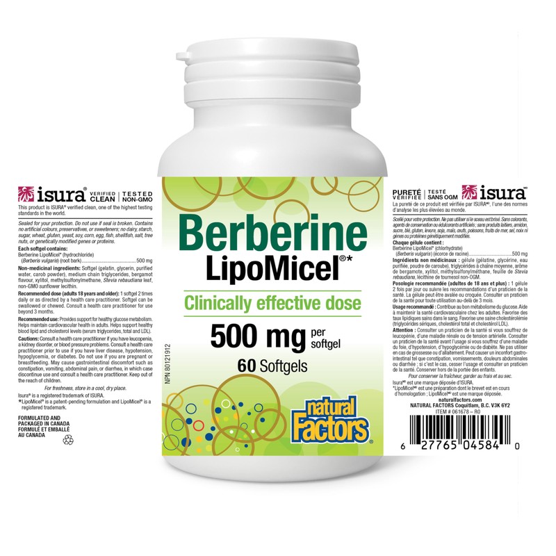 Berberine LipoMicel 500mg (60 Count (Pack of 1))