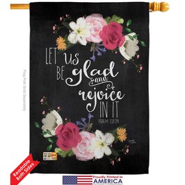 Let Us Rejoice House Flags 2 pcs Pack Religious Bible Verses Bless Faith Thank Hope Pray Christian Religion Small Decorative Gift Yard Banner Double-Sided Made In USA 28 X 40